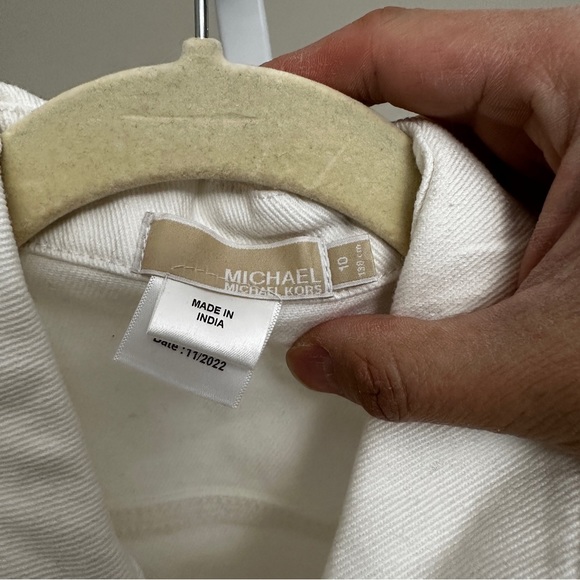 Kids Michael Kors White Denim Logo Jacket size 10 - Picture 2 of 5